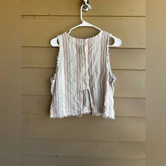 Rag & Bone  Linen Summer Lightweight Striped Sleeveless Crop Tops - Size Medium - Picture 4 of 4